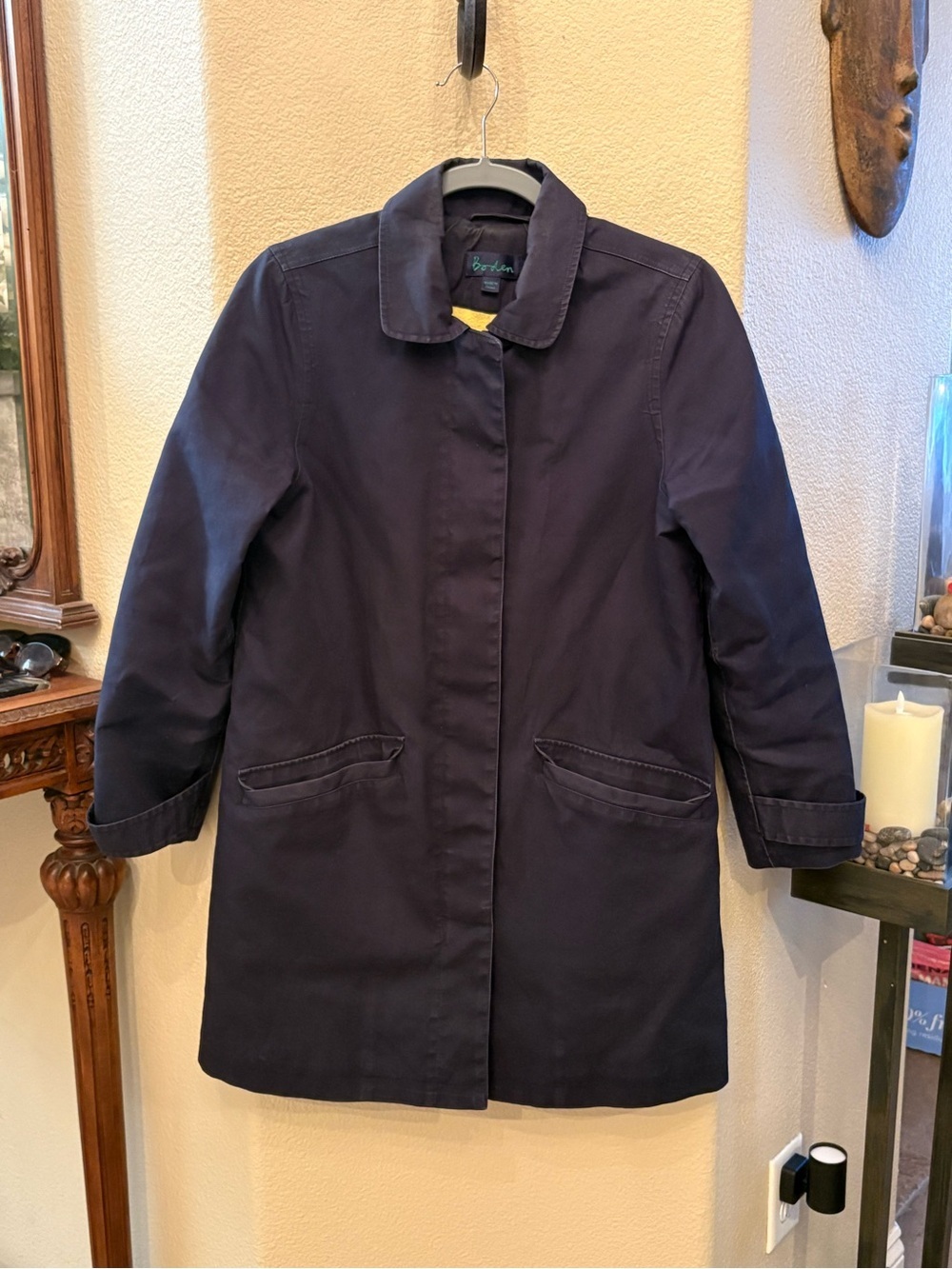 Boden Navy Women Fleece Lined Coat Size 8